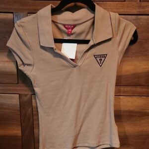 Guess Cream Fitted Polo Short Sleeve Tee